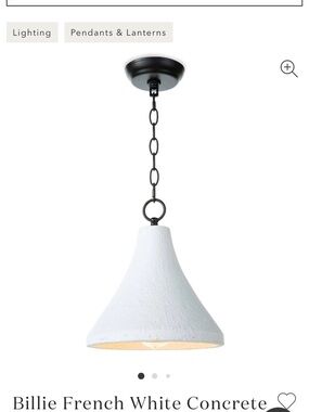 Regina-Andrew White Concrete Pendant Light with Black Chain